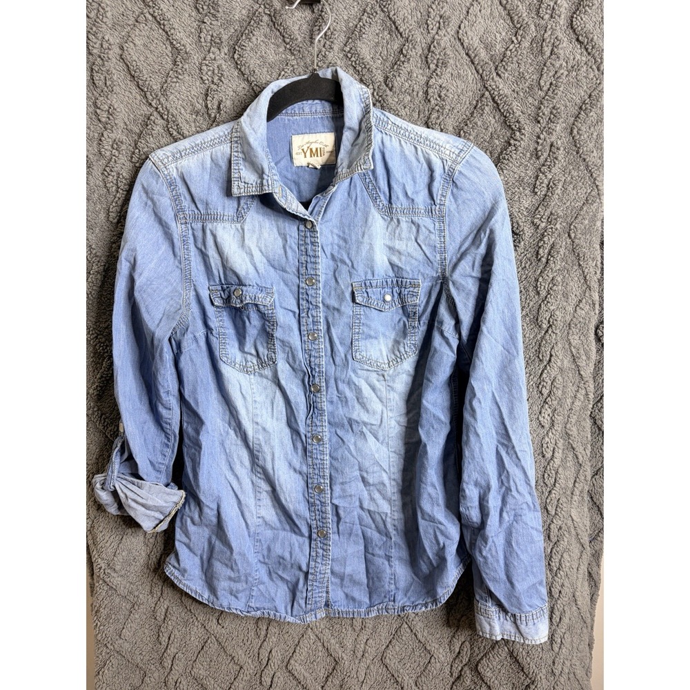 YMI Jean Jacket Womens Blue Pearl Snaps-Medium